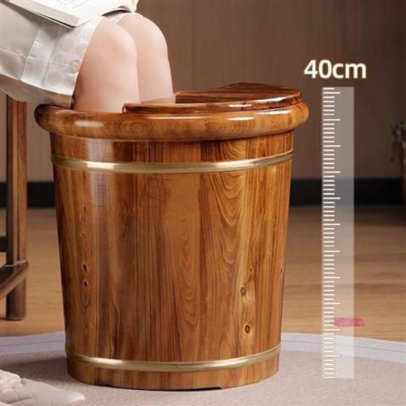 Foot Bath Massager - Ahşap Ayak Banyosu Kovası, Masif Ahşap